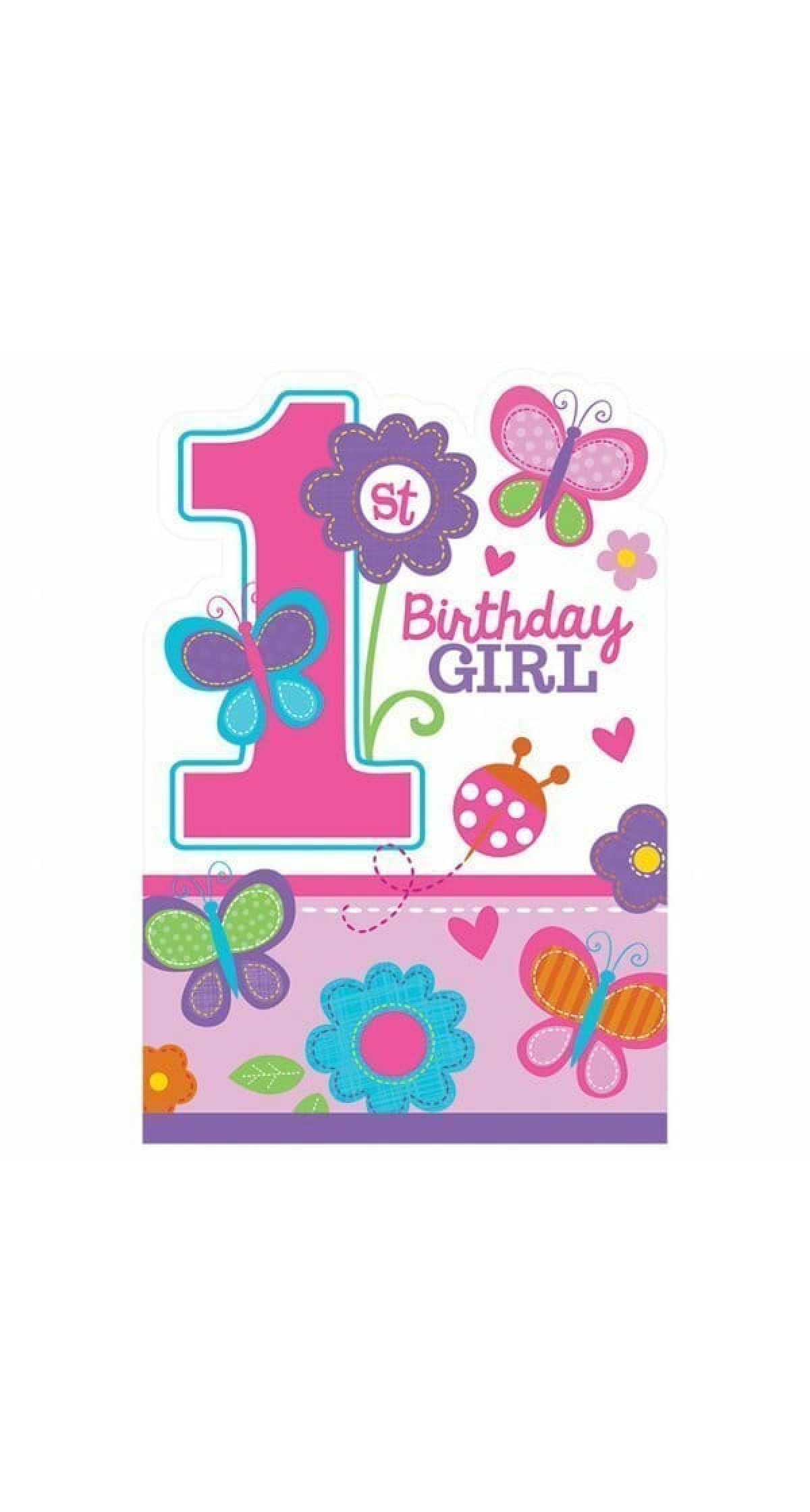 Sweet 1st Birthday Invitations 10cm x 16cm - 8pk