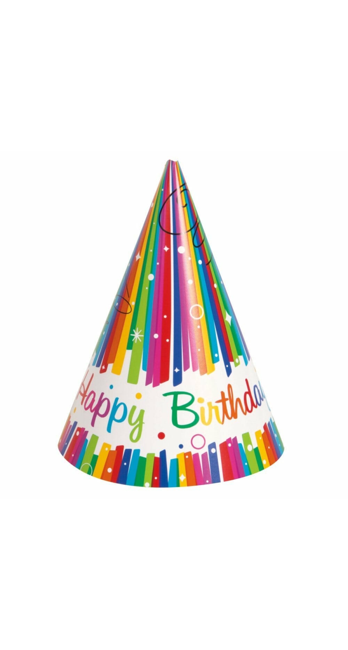 Rainbow Ribbons Birthday Party Hats - 8pk