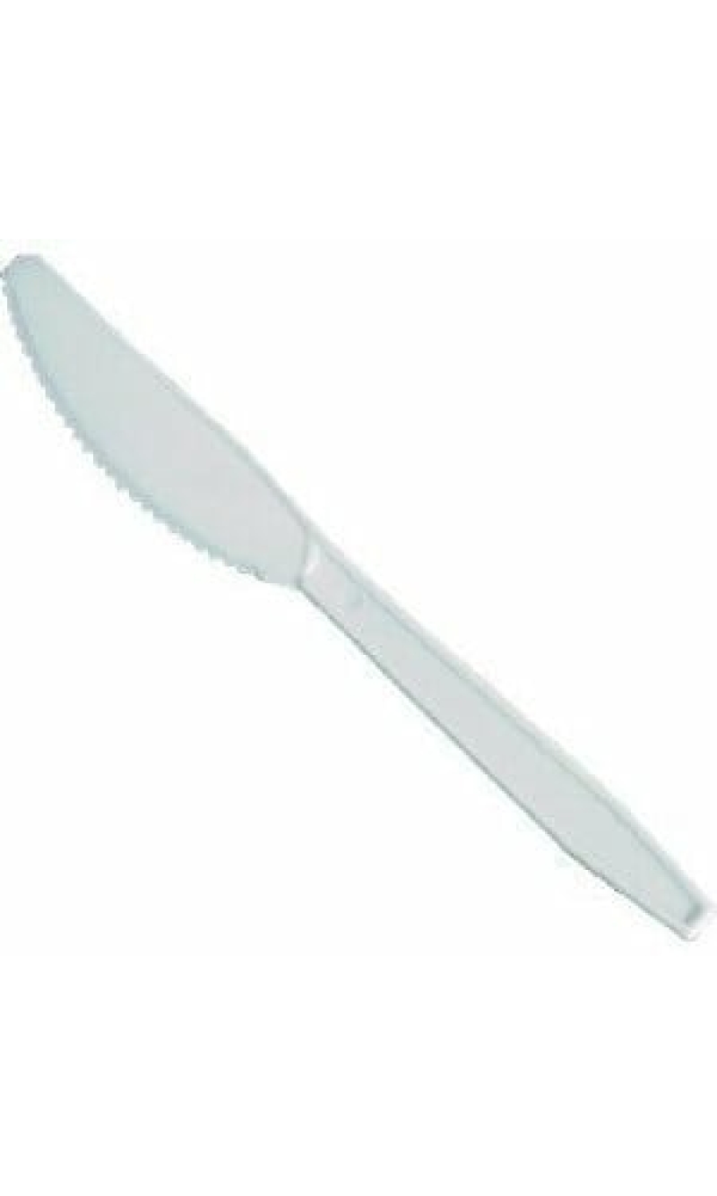 White Plastic Knifes 17cm - 50pcs