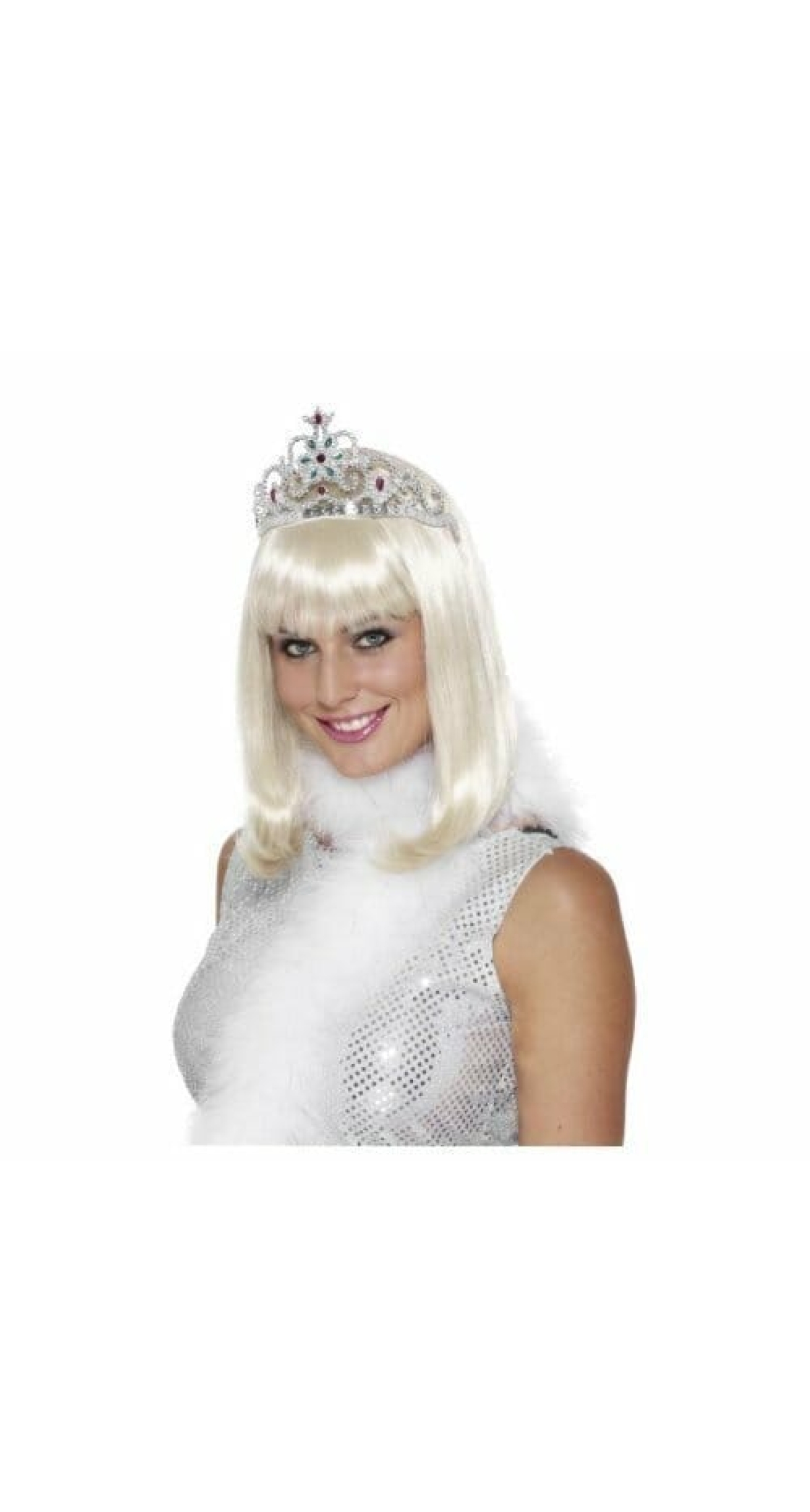 Silver Jewelled Flower Tiara - One Size