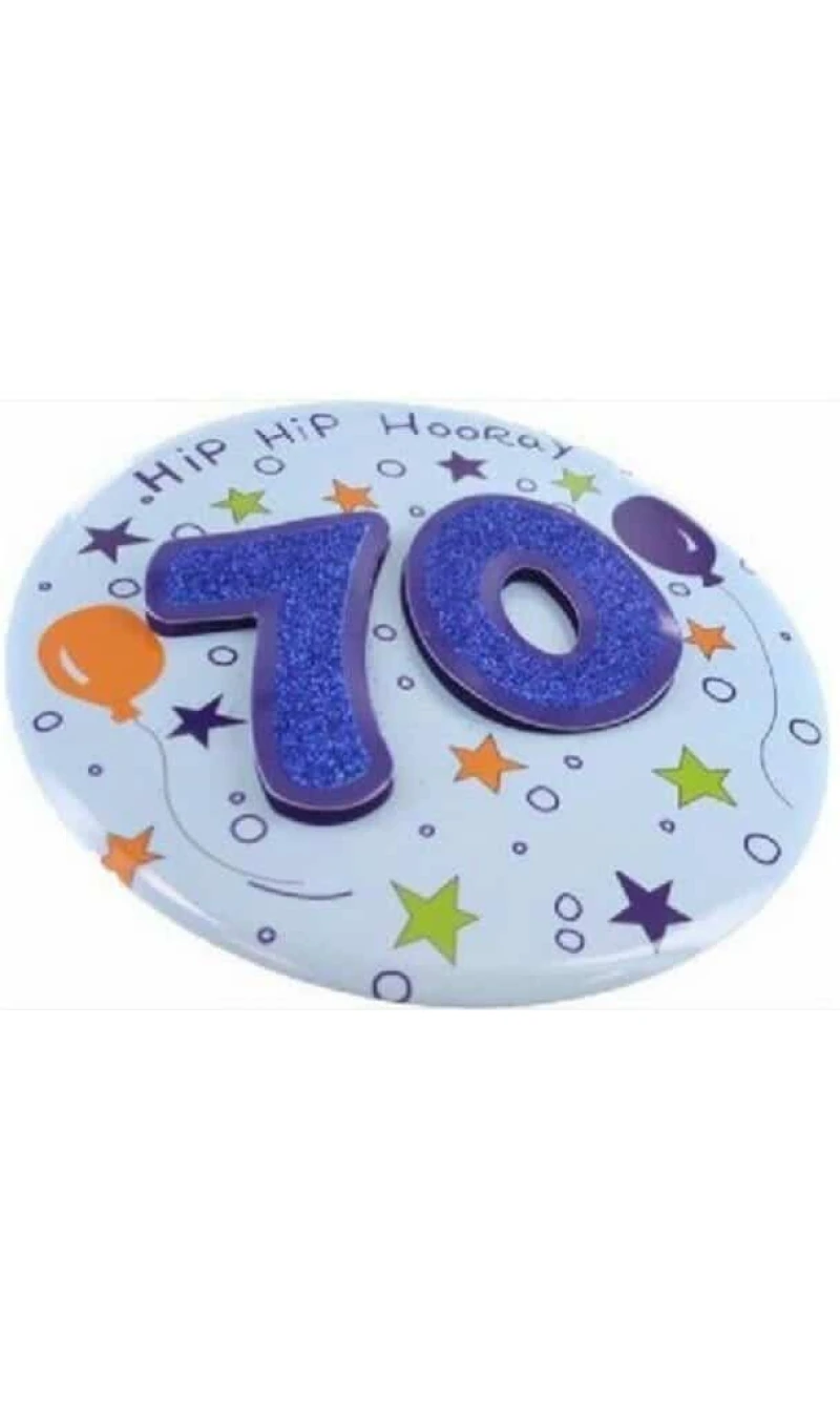 Jumbo 3D Badge - Hip Hip Hooray 70 (TS) Blue - 15cm
