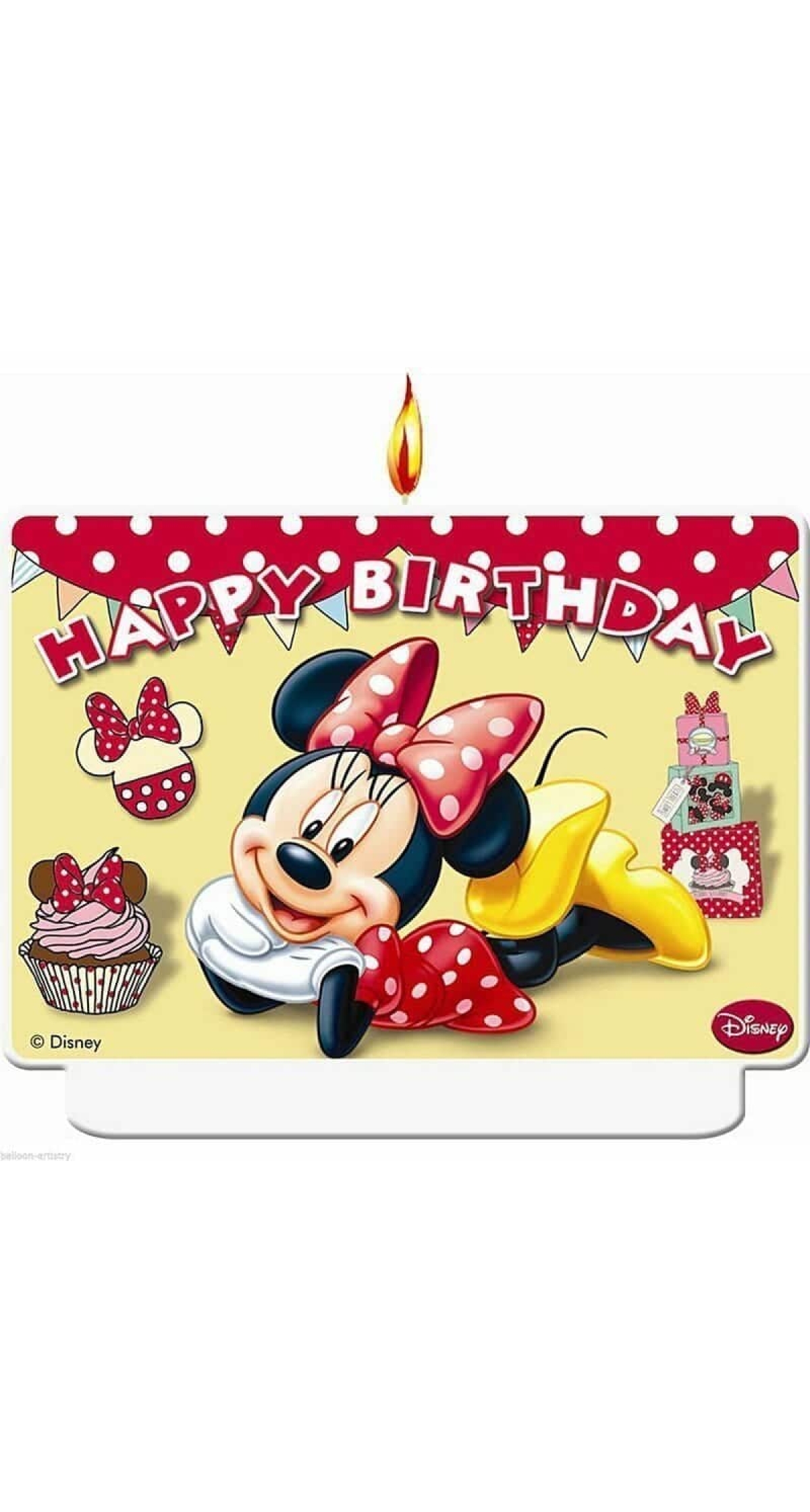 Minnie Café "Happy Birthday" Décor Candle - 1pk