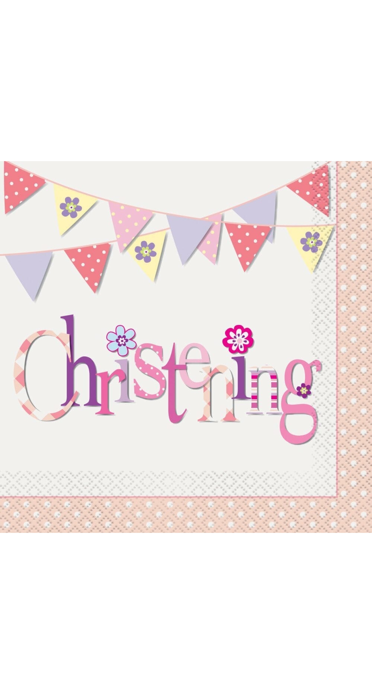 Pink Bunting Christening Luncheon Napkins - 16pk