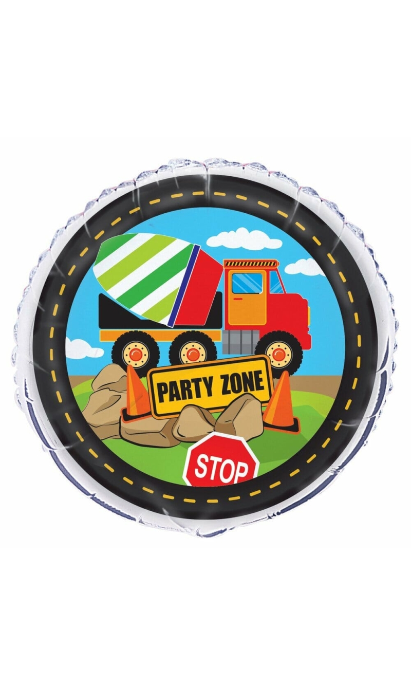 Construction Party Round Foil Balloon 18 Inch