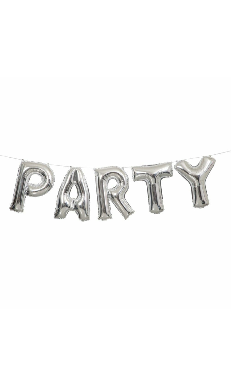 Silver Party Foil Letter Balloon Banner Kit - 14 Inch