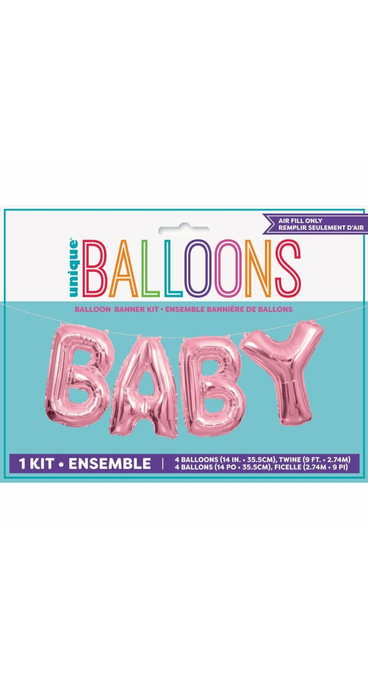 Pink Baby Foil Letter Balloon Banner Kit - 14 Inch