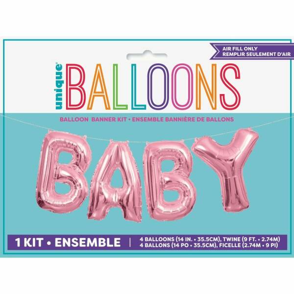 Pink Baby Foil Letter Balloon Banner Kit - 14 Inch