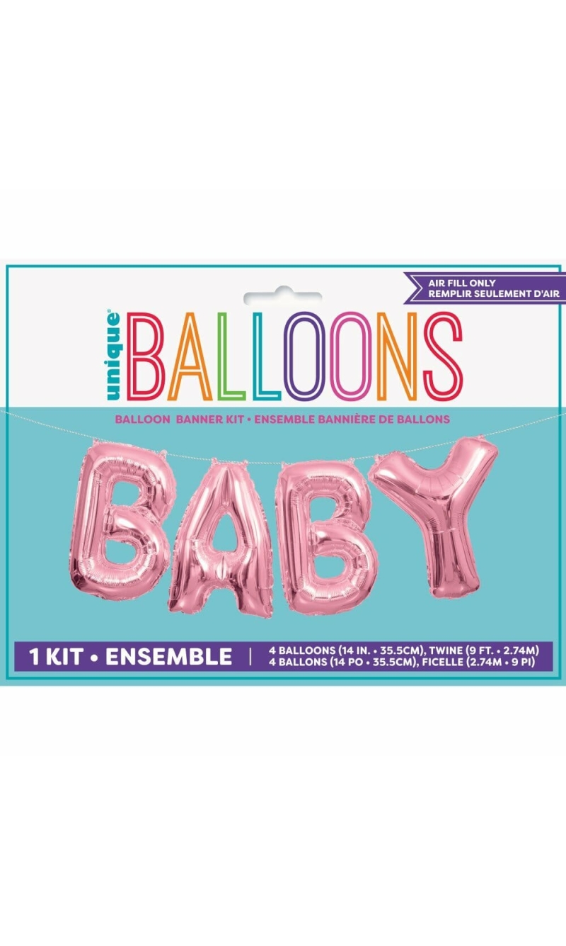 Pink Baby Foil Letter Balloon Banner Kit - 14 Inch