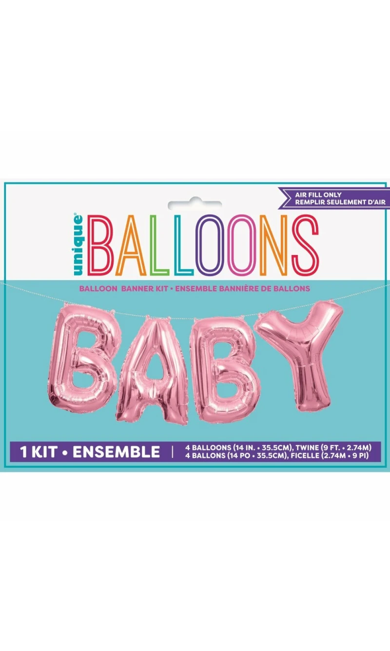 Pink Baby Foil Letter Balloon Banner Kit - 14 Inch