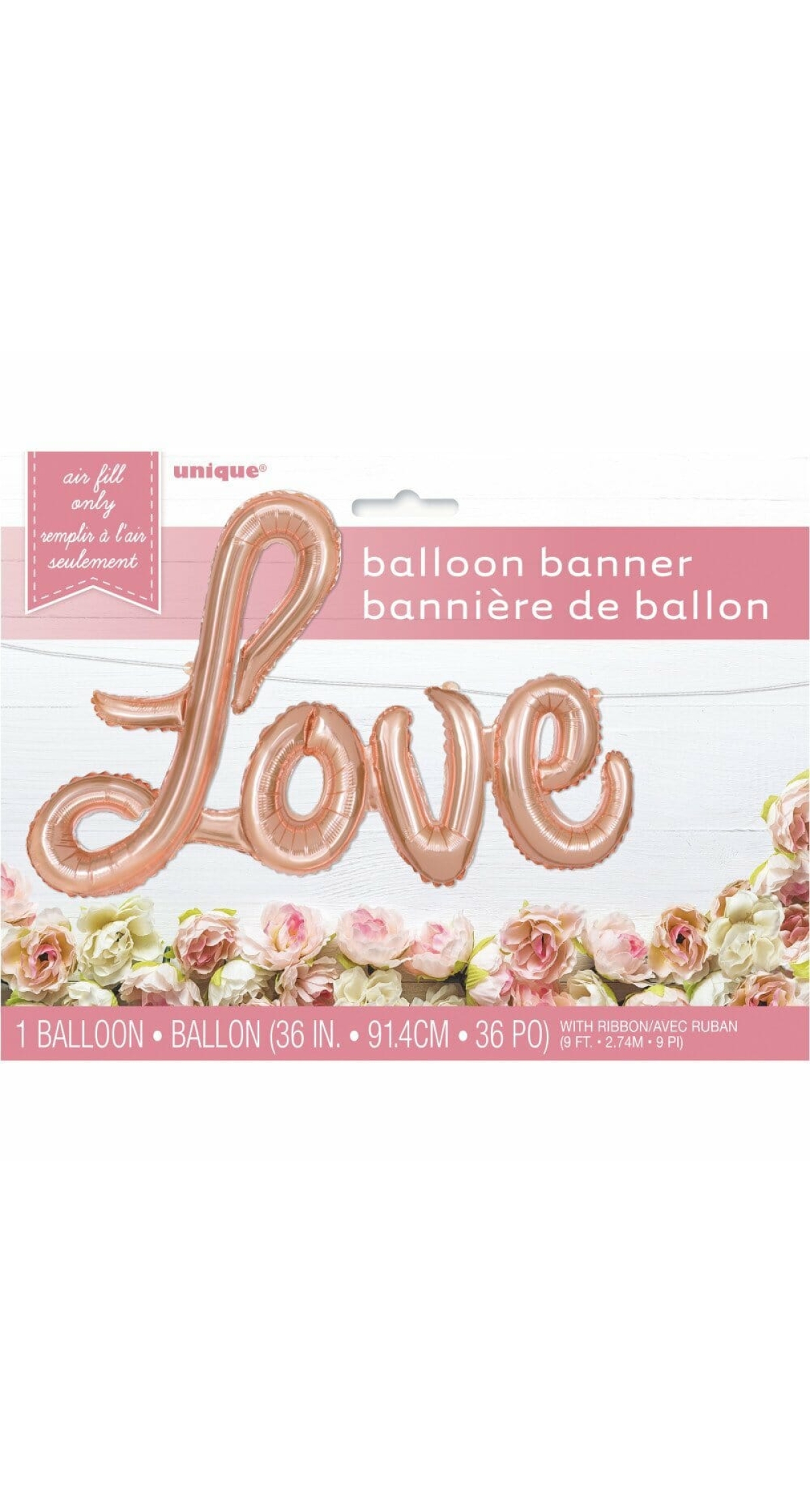 Rose Gold Love Foil Letter Balloon Banner Kit - 36 Inch