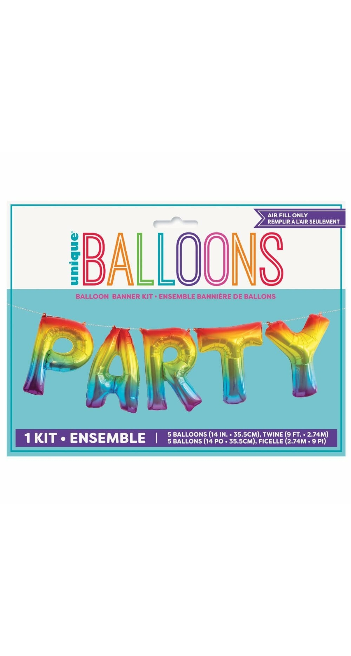 Rainbow Foil Party Letter Balloon Banner Kit - 14 Inch