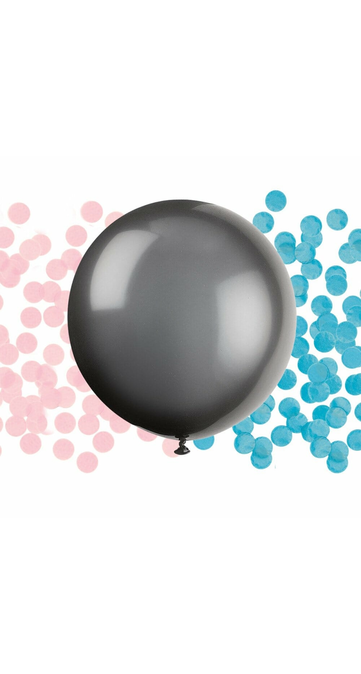 Black Giant Gender Reveal Latex Balloon with Confetti - 24 Inch