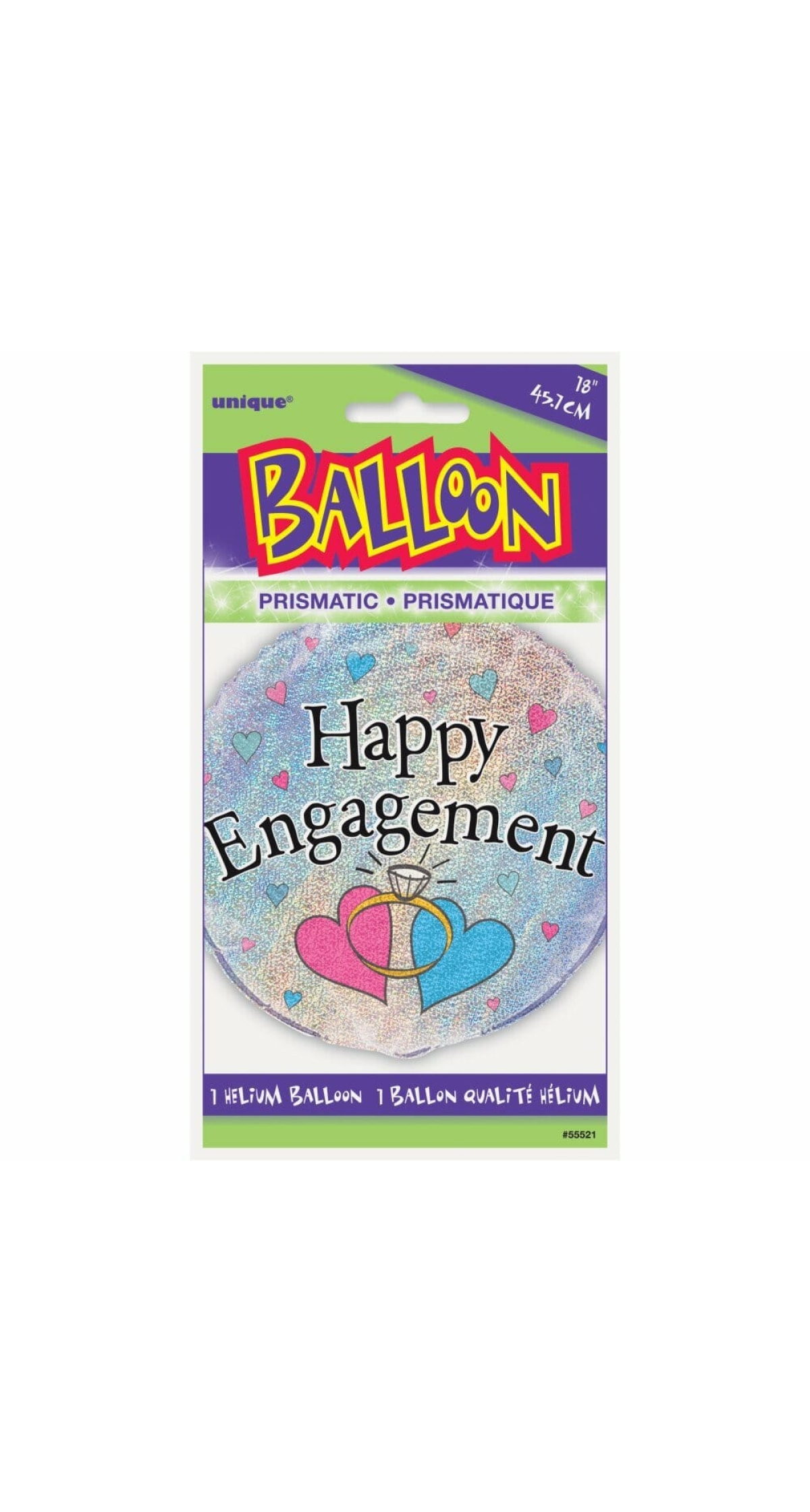 Happy Engagement Prism Round Foil Balloon 18 Inch