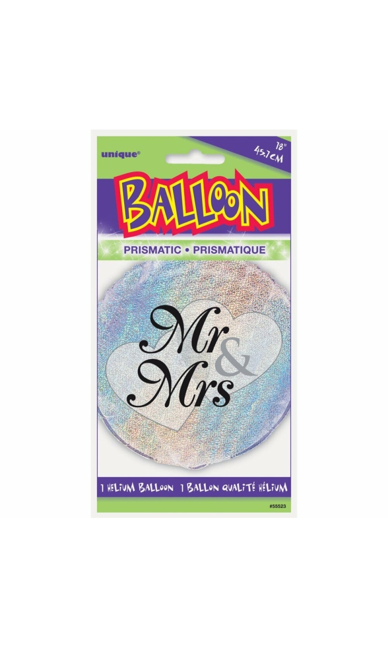 Mr. & Mrs. Prism Round Foil Balloon 18 Inch