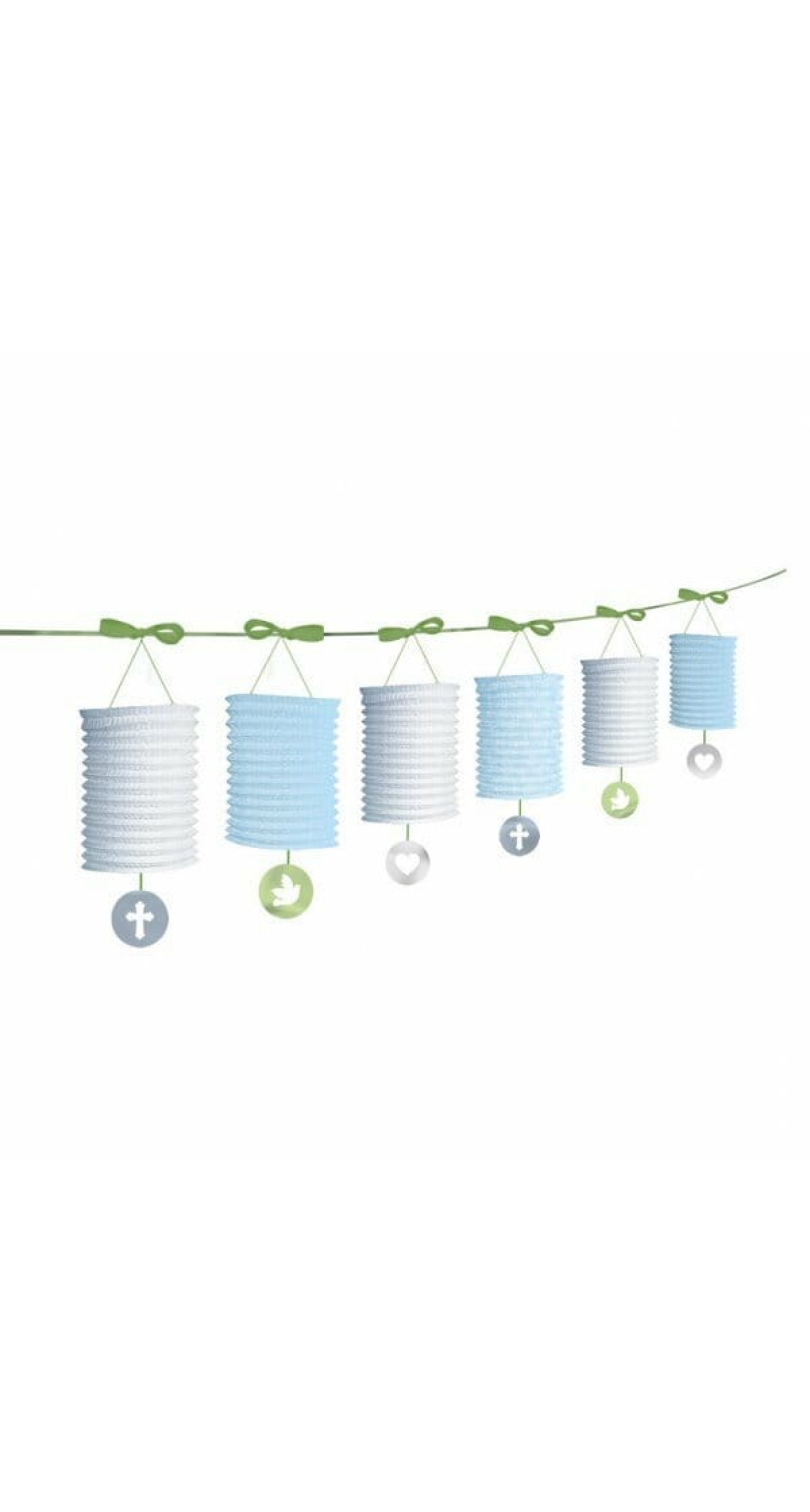 White & Blue Paper Lantern Garland - 3.65m