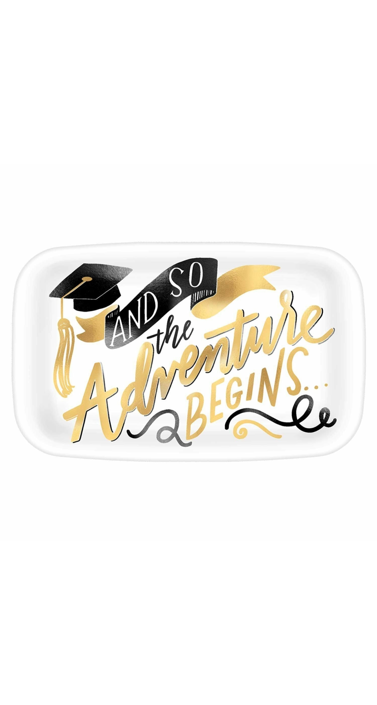 The Adventure Begins Hot Stamped Rectangular Plastic Platters 35cm