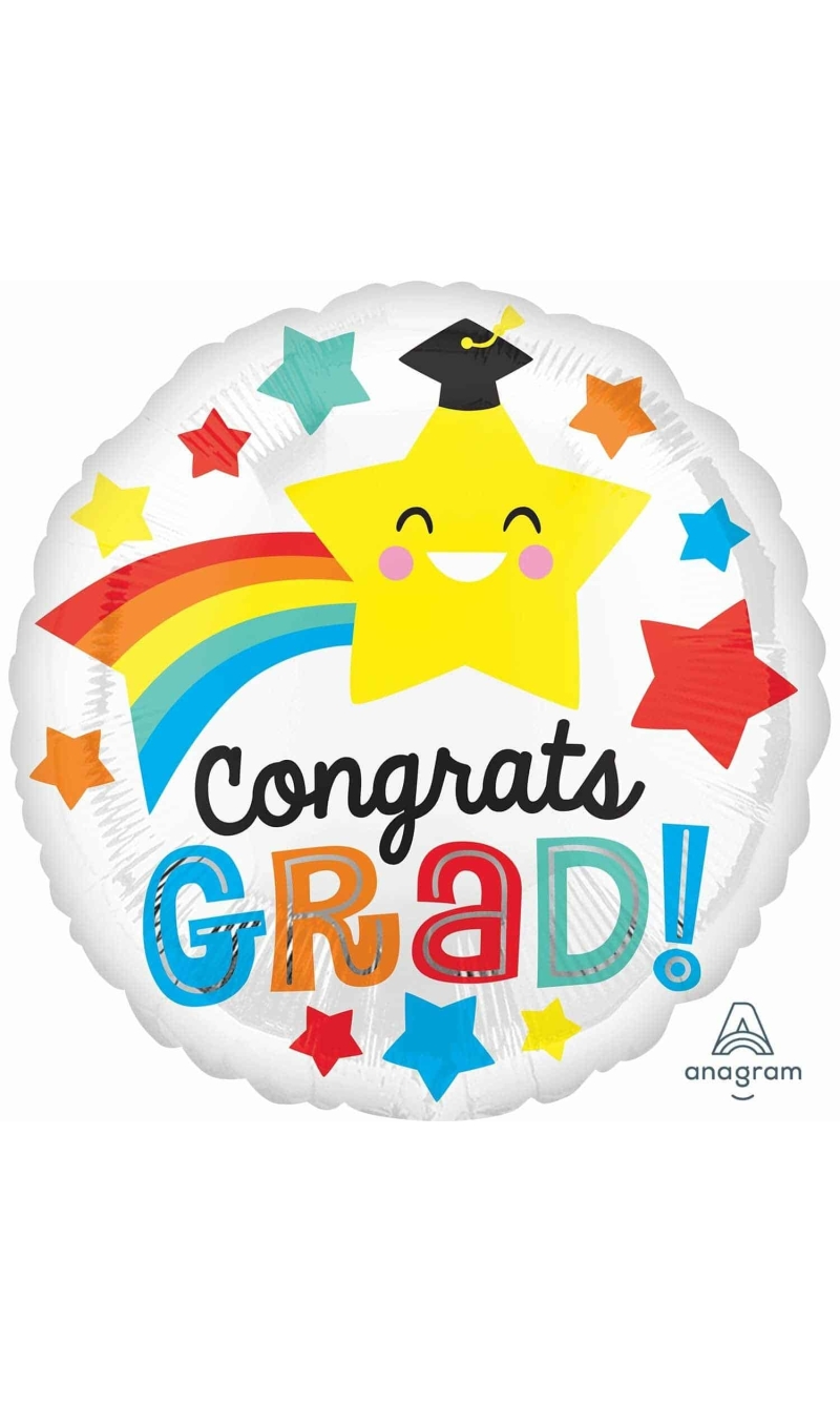 Congrats Grad Happy Star Standard Foil Balloon - 18''