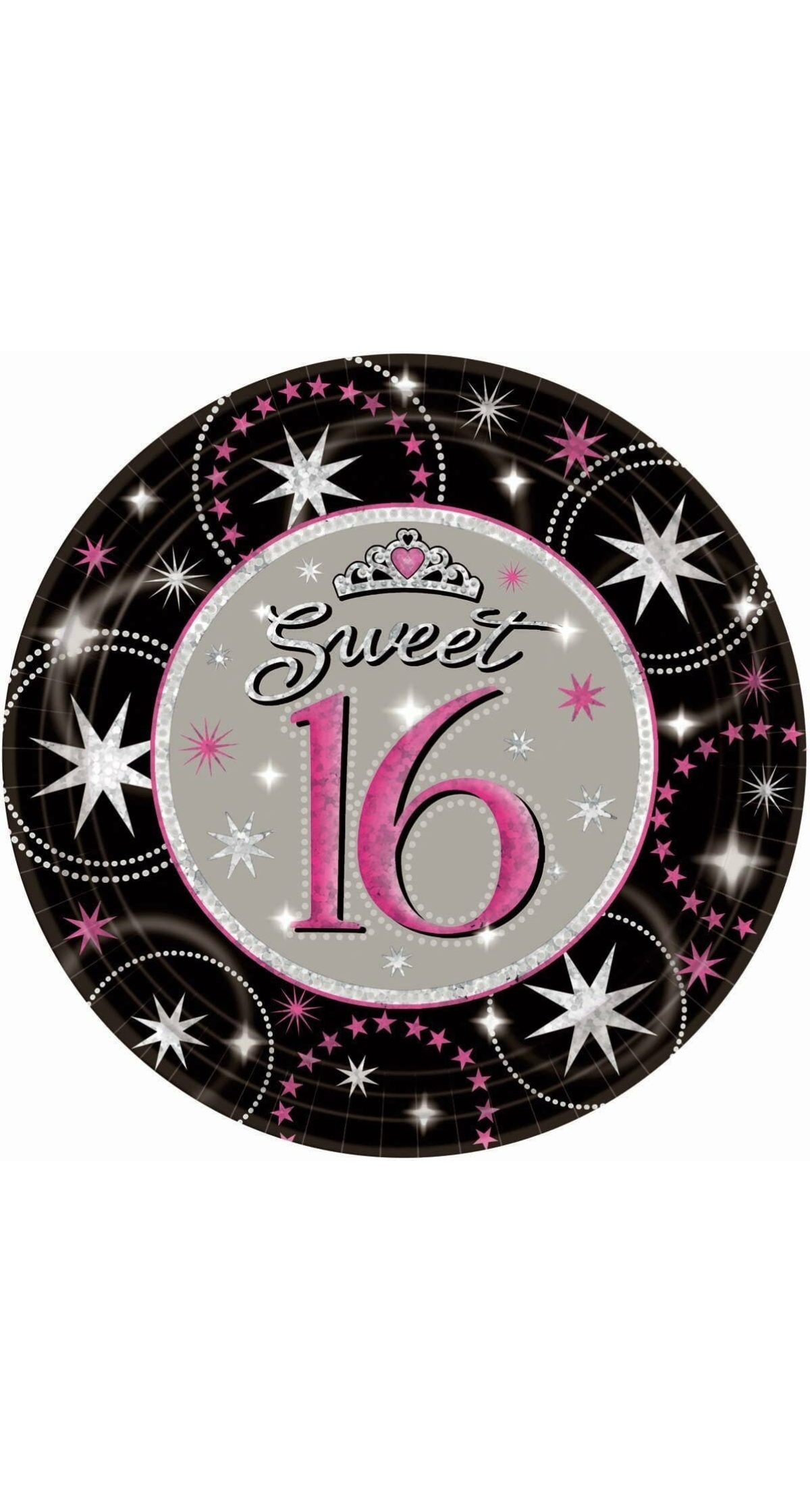 Sweet 16 Sparkle Paper Plates 22.9cm - 8pk