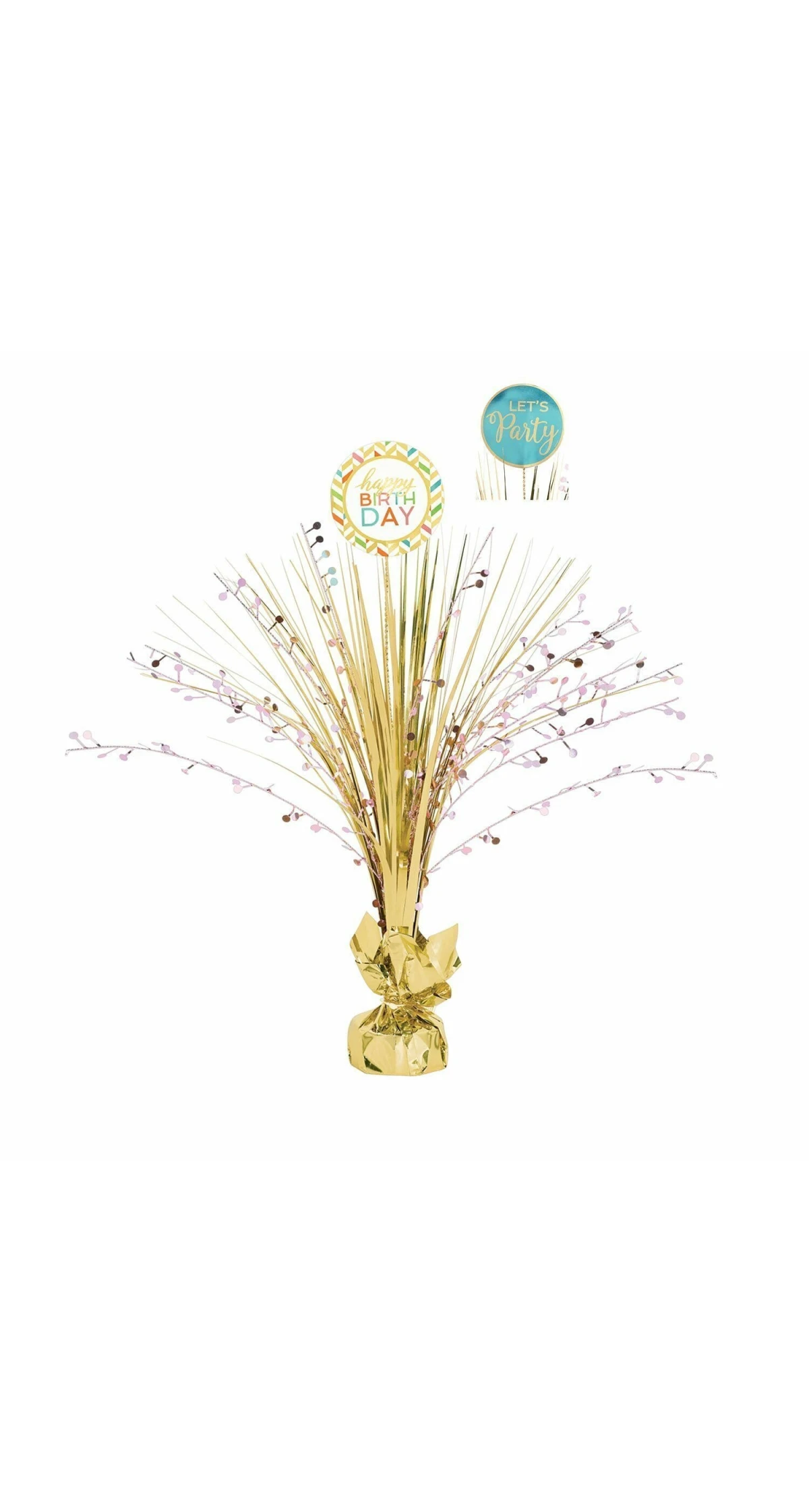 Happy Birthday / Let's Party Confetti Fun Spray Centrepiece 46cm