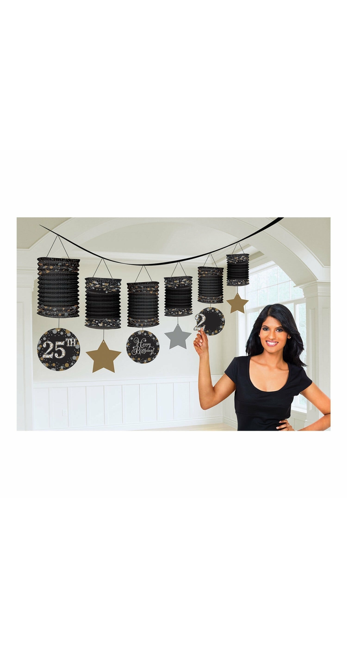 Sparkling Gold Celebration Add an Age Lantern Garlands 3.65m
