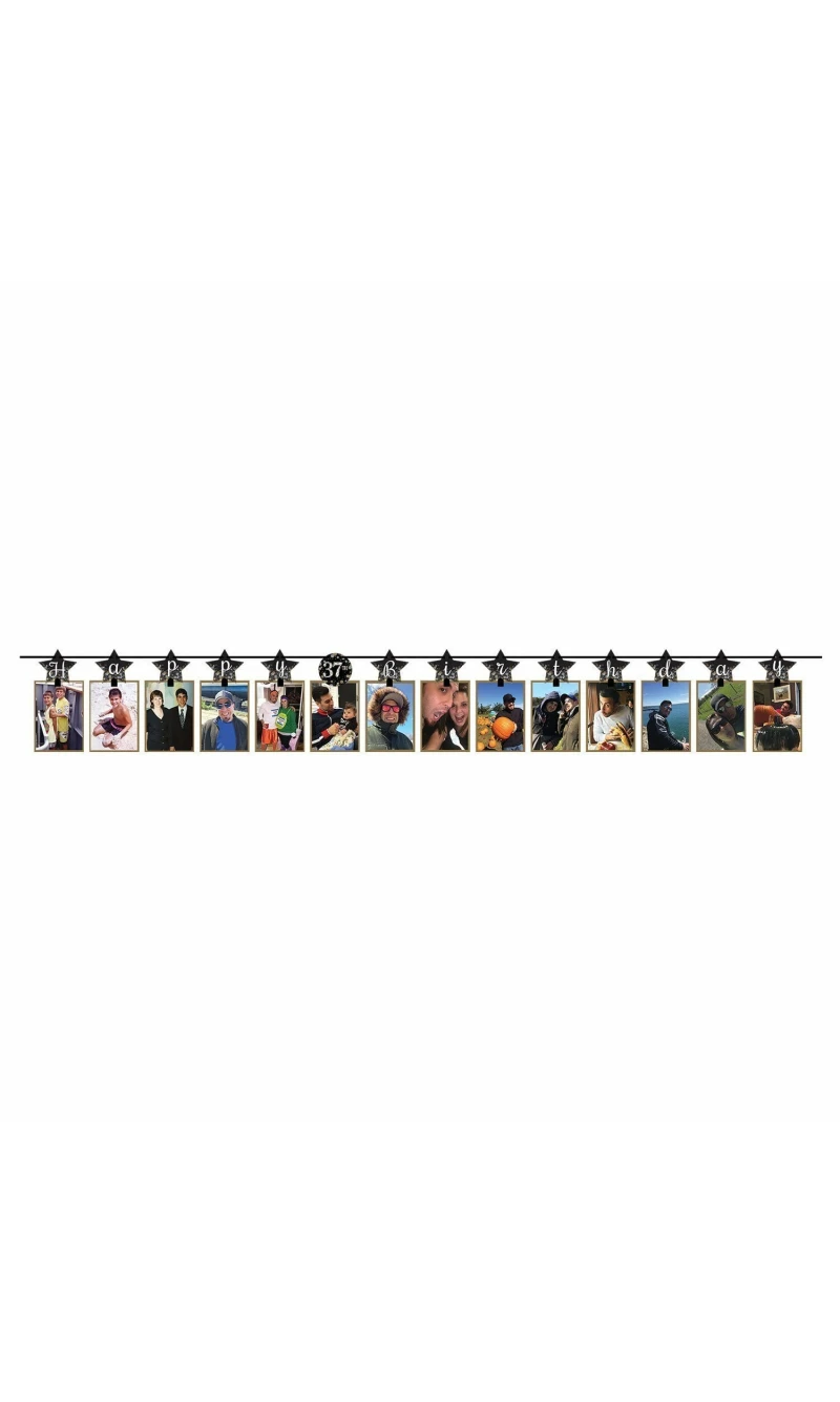 Sparkling Gold Celebration Add an Age Photo Garlands 3.65m