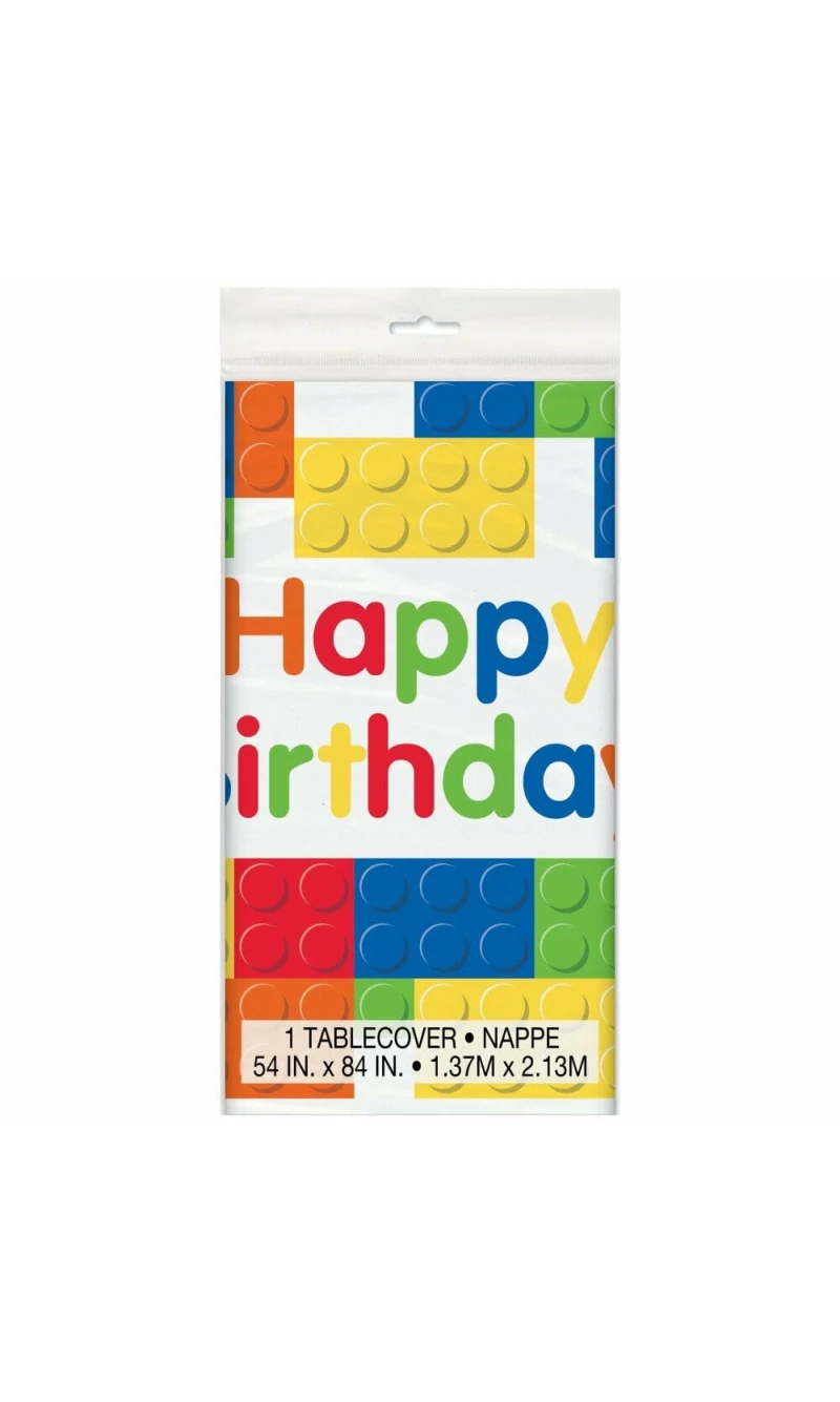 Building Blocks Birthday Plastic Table Cover - 54"x84"