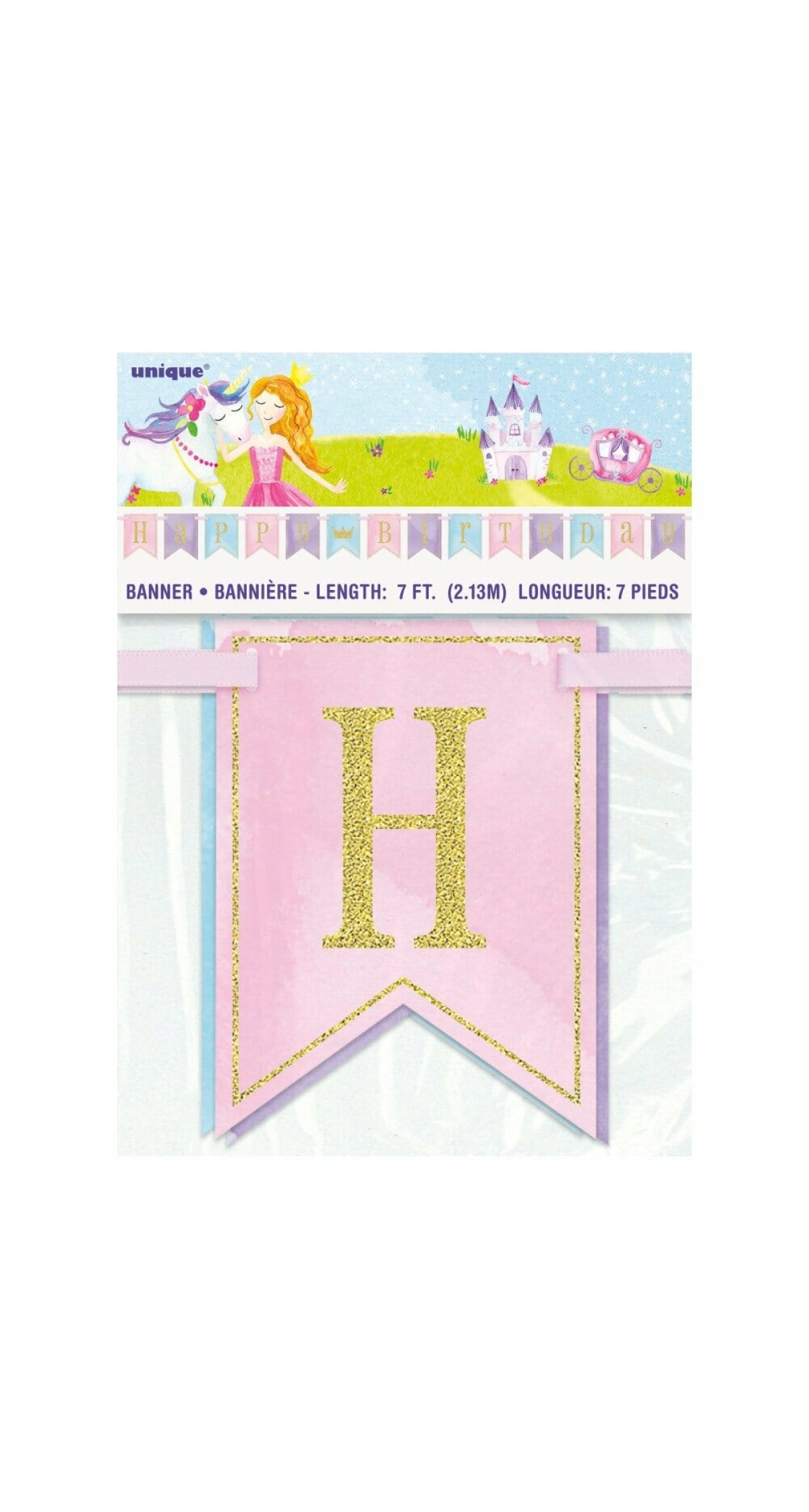 Glitter Magical Princess Birthday Pennant Banner - 7 ft