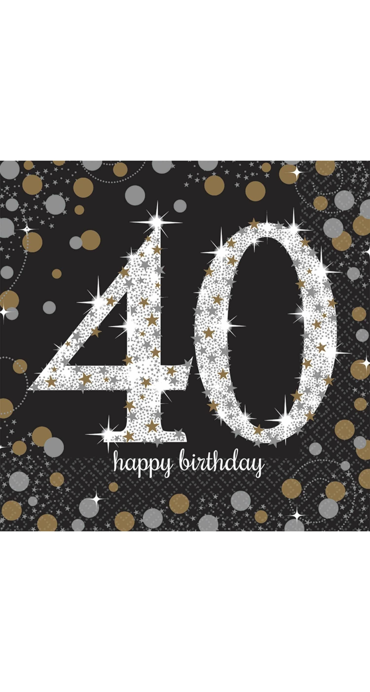 40th Gold Sparkling Celebration Napkins 33cm x 33cm - 16pk