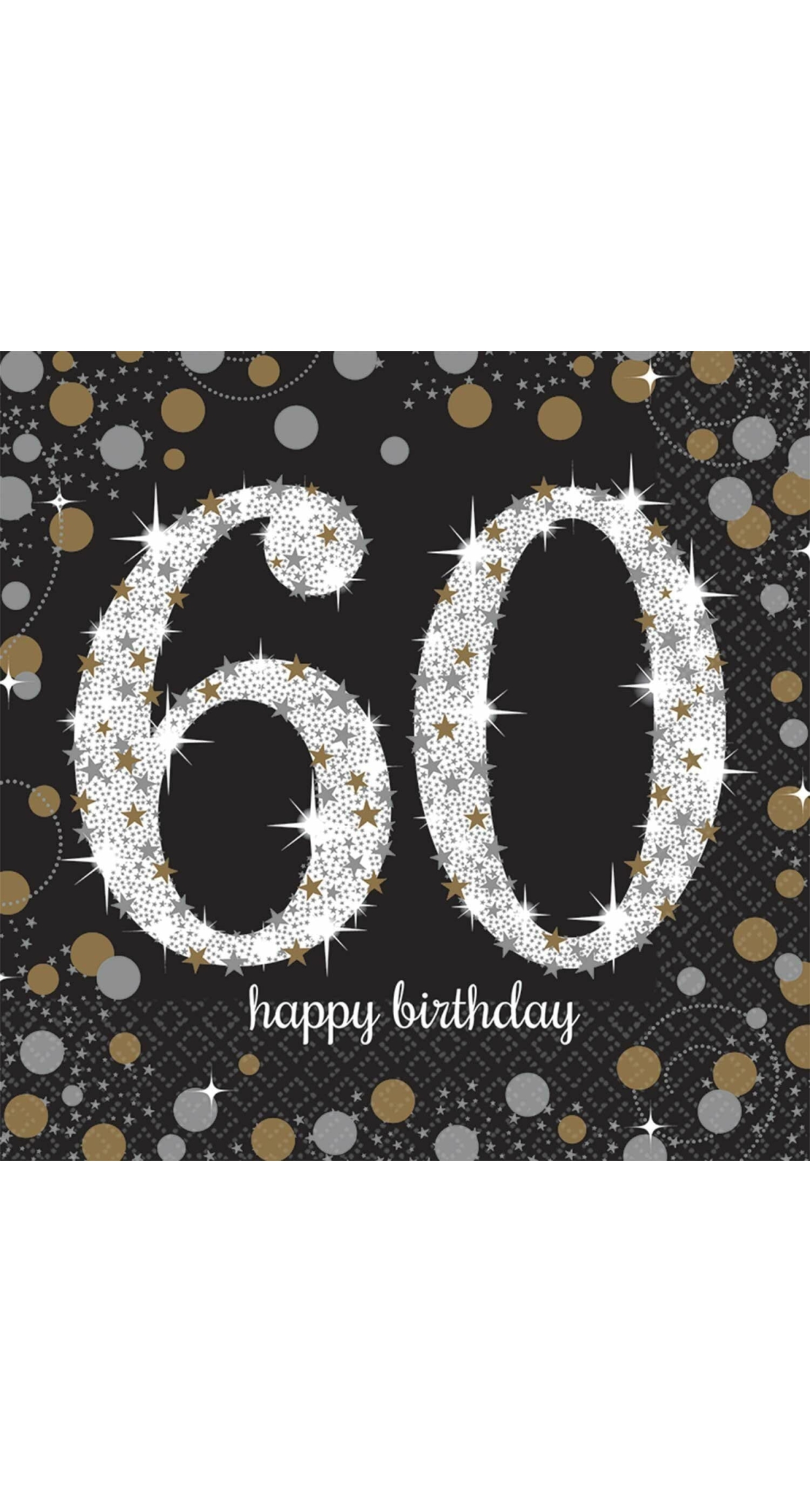 60th Gold Sparkling Celebration Napkins 33cm x 33cm - 16pk