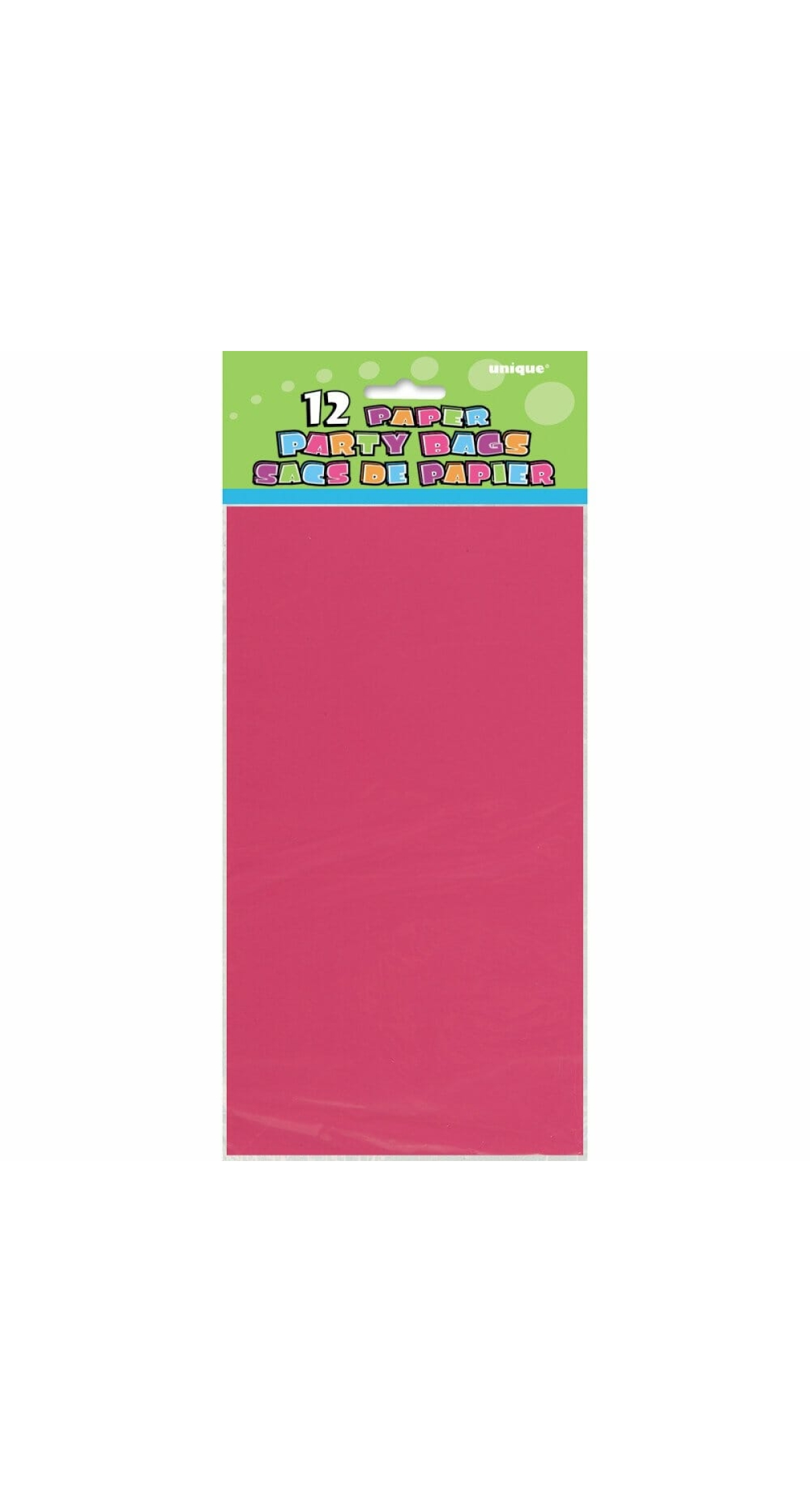 Hot Pink Paper Party Bags - 12pk