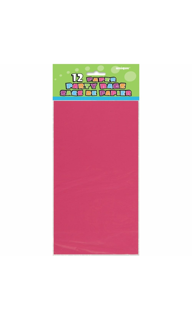 Hot Pink Paper Party Bags - 12pk