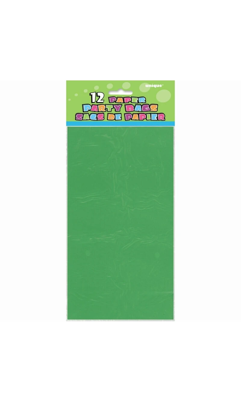 Green Paper Party Bags - 12pk