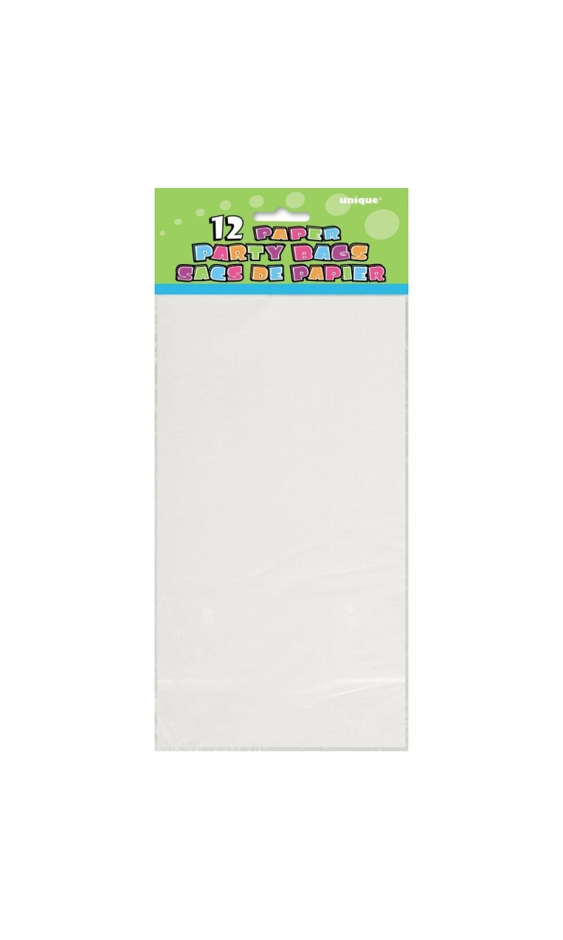 White Paper Party Bags - 12pk
