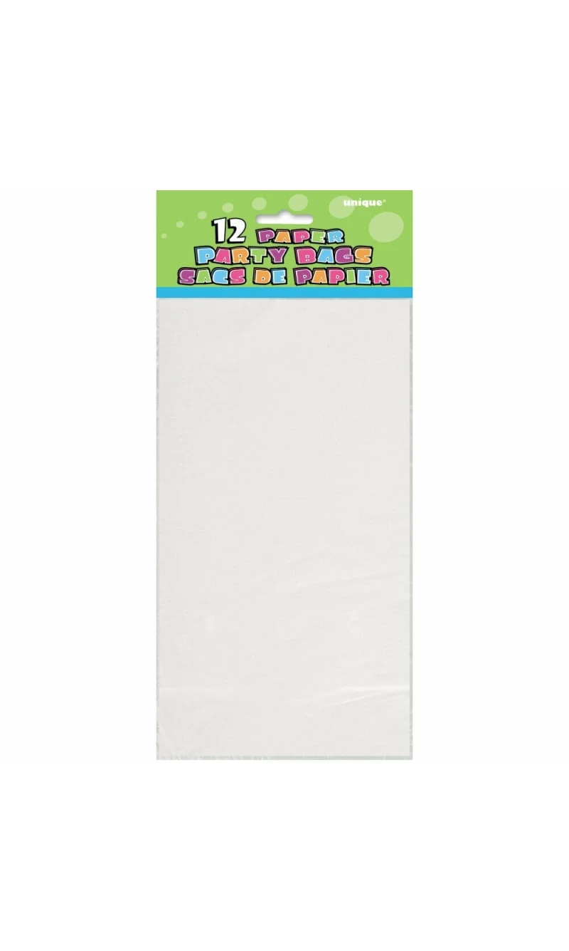 White Paper Party Bags - 12pk