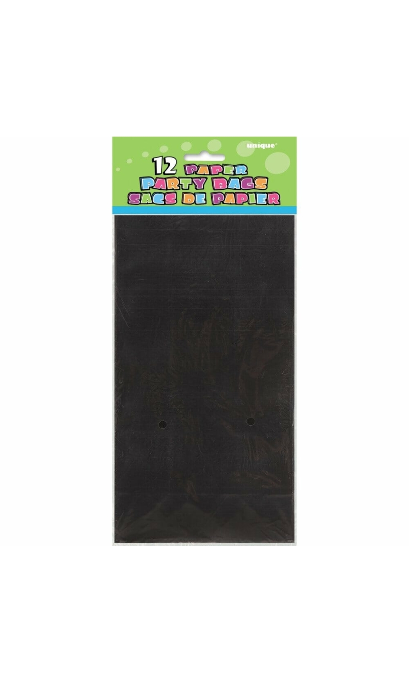 Black Paper Party Bags - 12pk