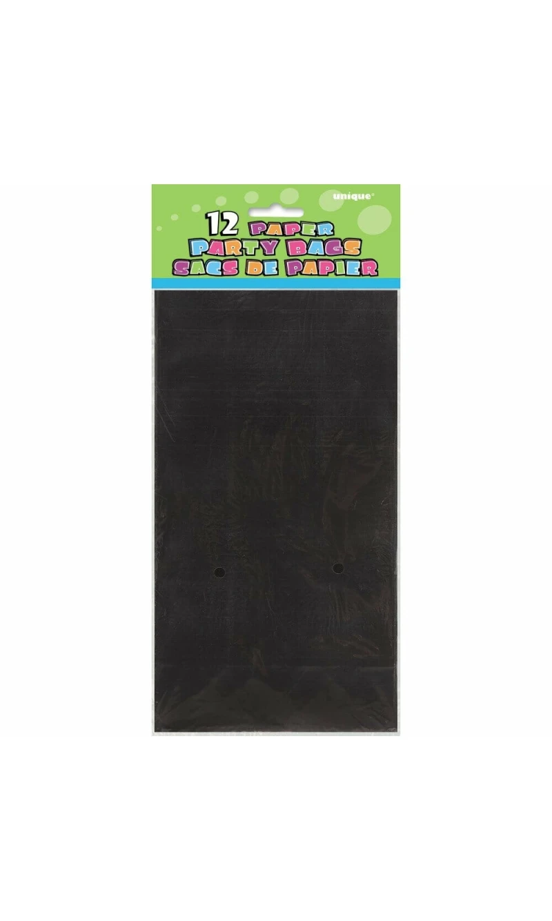 Black Paper Party Bags - 12pk