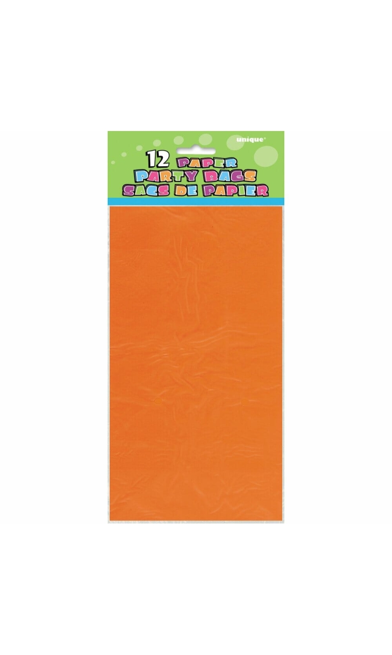 Orange Paper Party Bags - 12pk