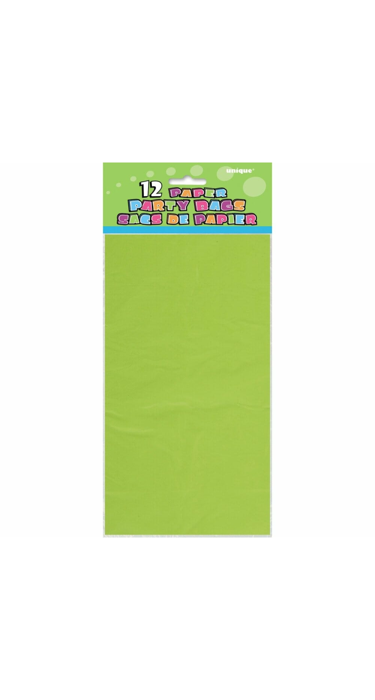 Lime Green Paper Party Bags - 12pk
