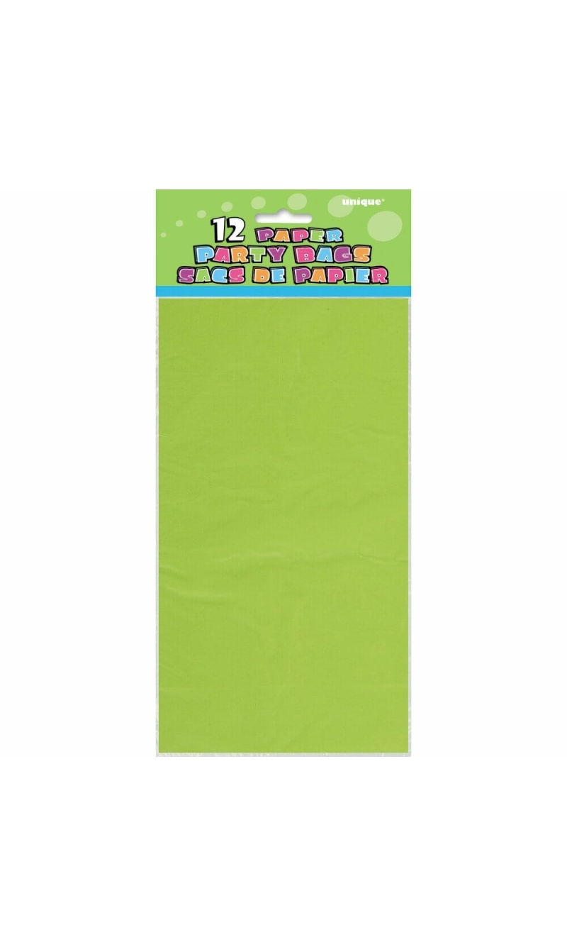 Lime Green Paper Party Bags - 12pk