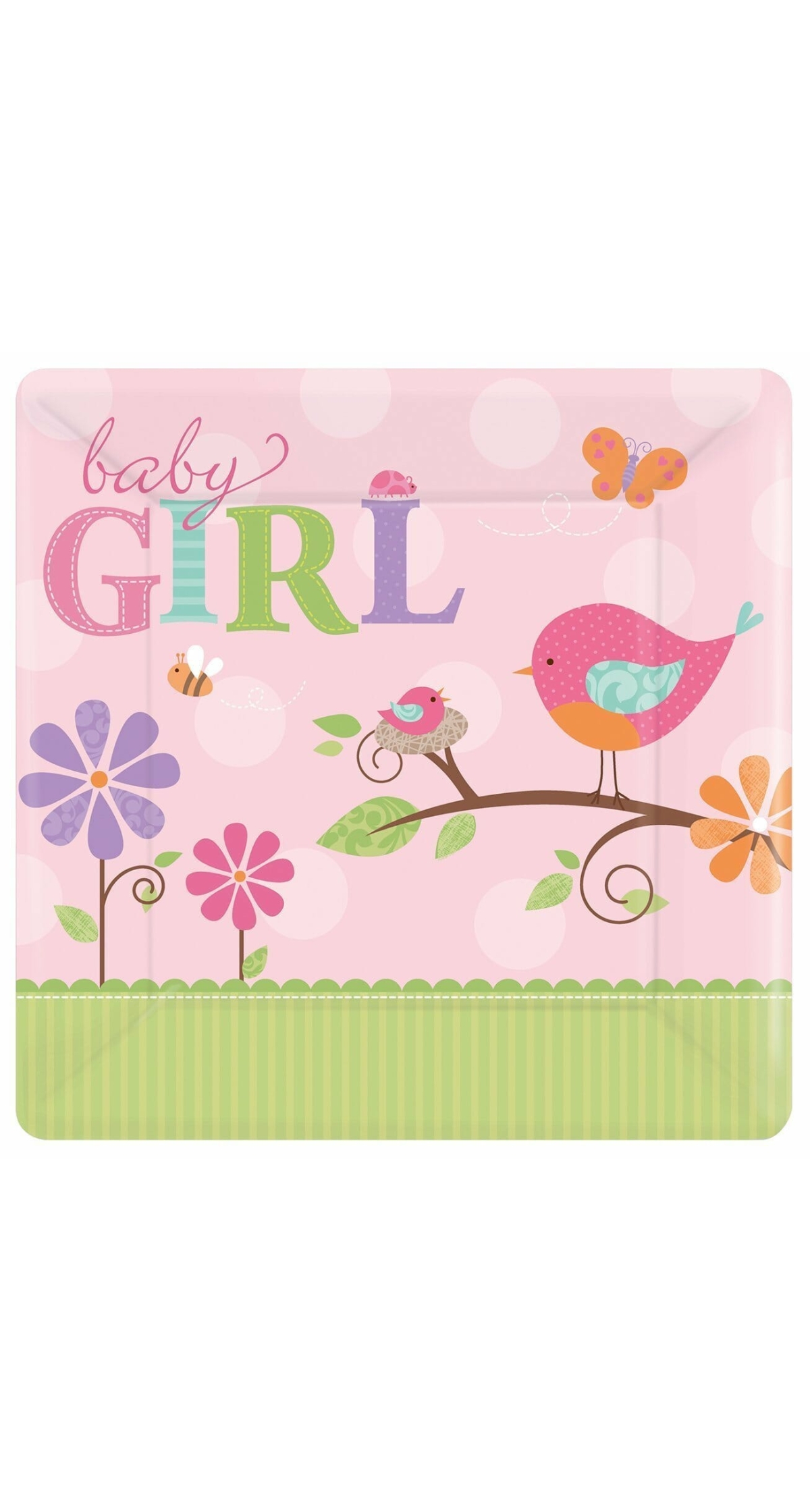 Tweet Baby Girl Paper Plates 26cm - 8pk