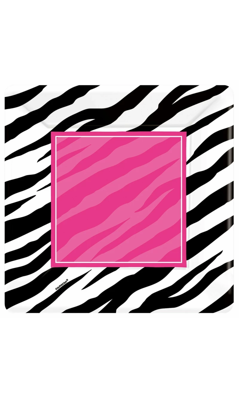 Zebra Square Plates 26cm x 26cm - 8pk