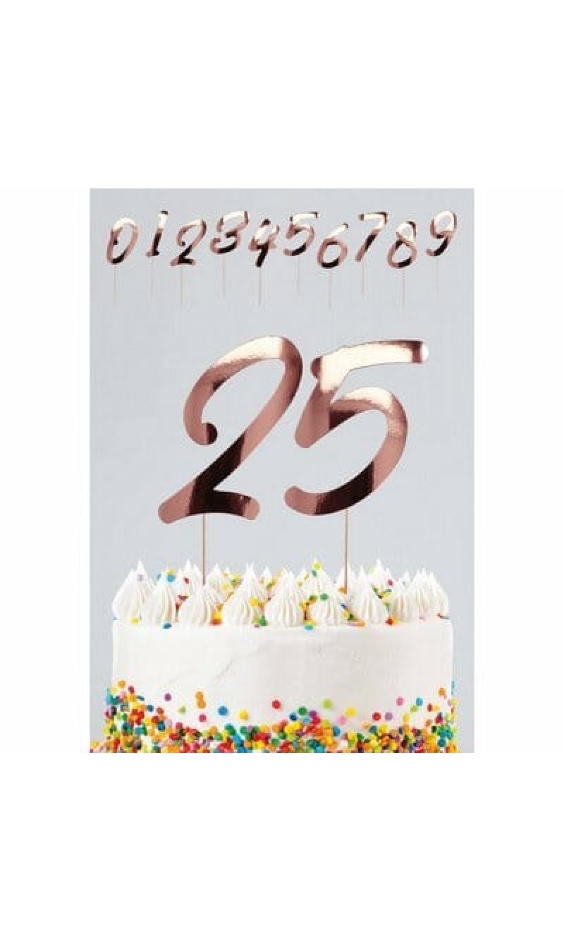 Elegant Personalized Rose Gold Numbers Cake Topper - 20pcs