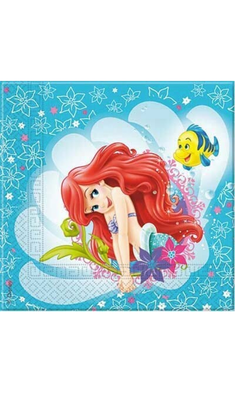Disney Princess Ariel (Little Mermaid) Napkins 33x33cm - 20pk