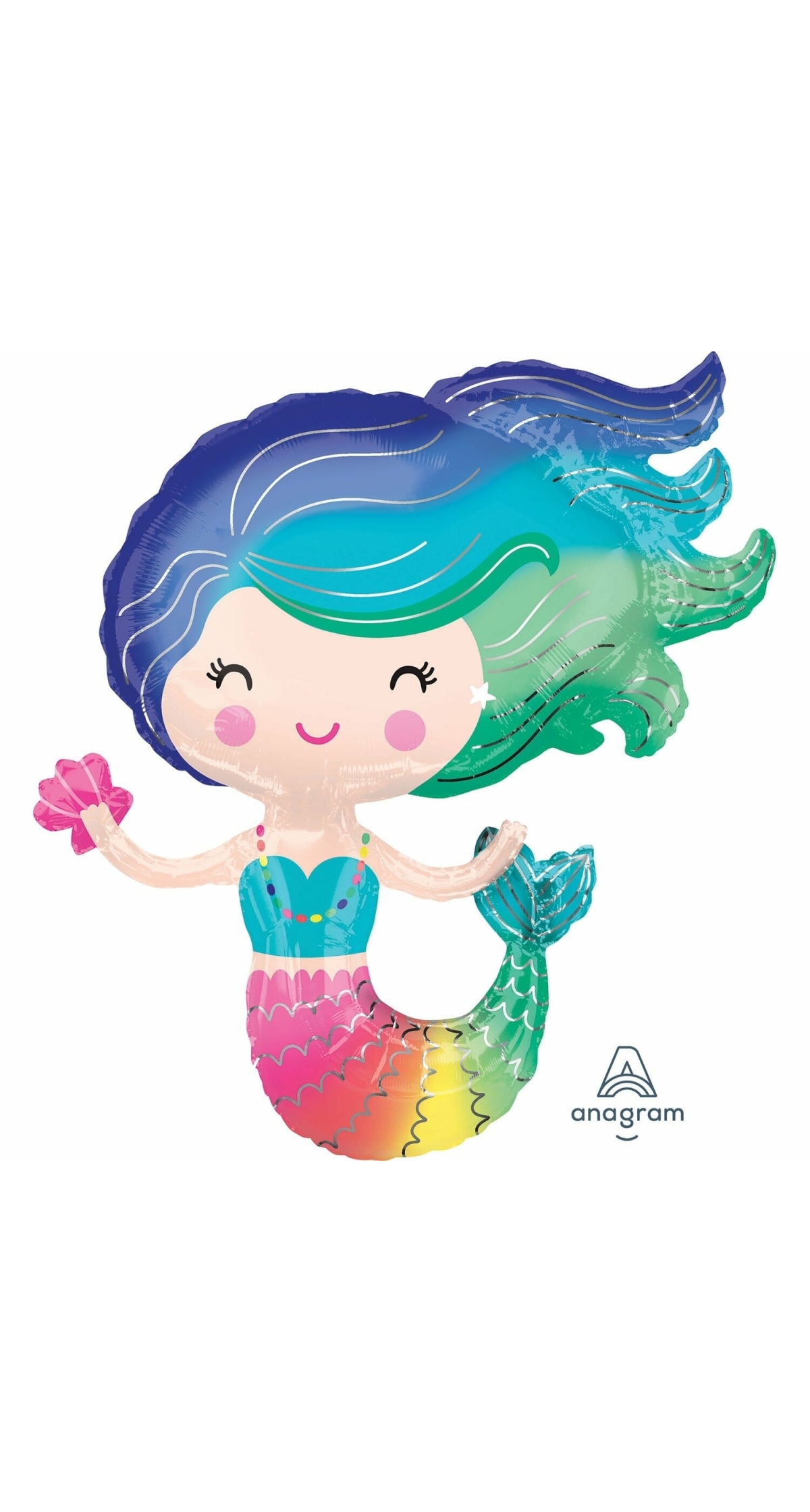 Colourful Mermaid SuperShape XL Foil Balloon - 29'' x 30'' (73cm x 76cm)