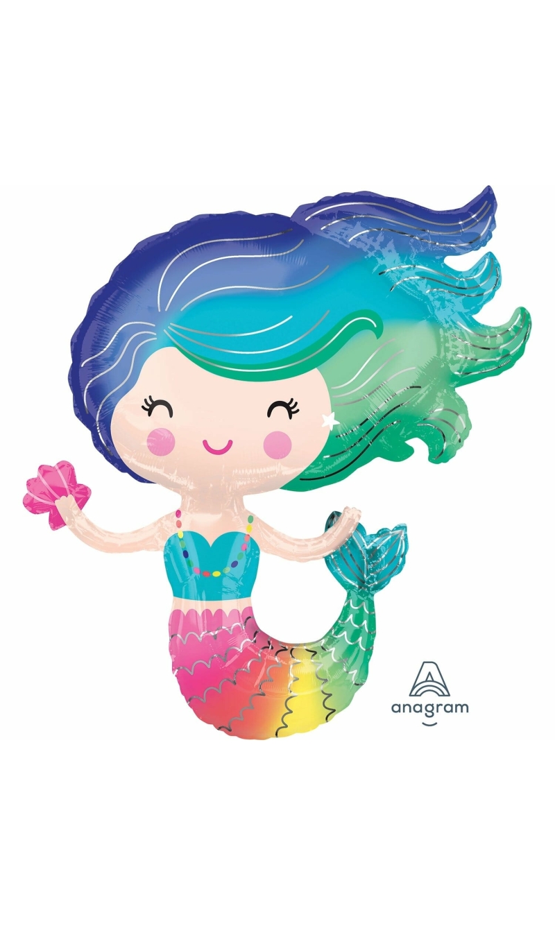 Colourful Mermaid SuperShape XL Foil Balloon - 29'' x 30'' (73cm x 76cm)
