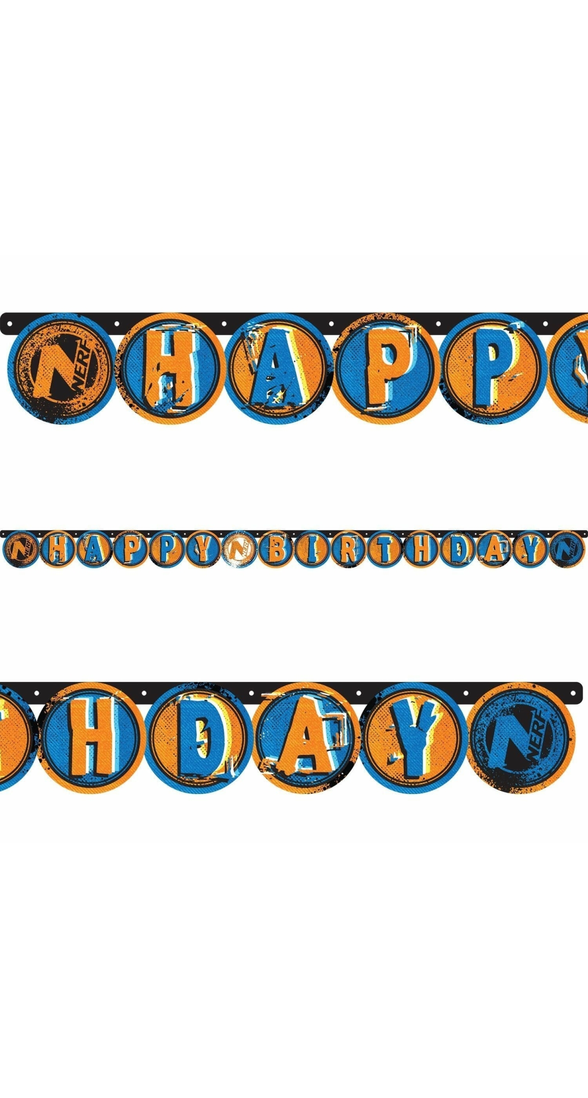 NERF "Happy Birthday" Die-cut Letter Banner 2.18m x 13.2cm - 1pk