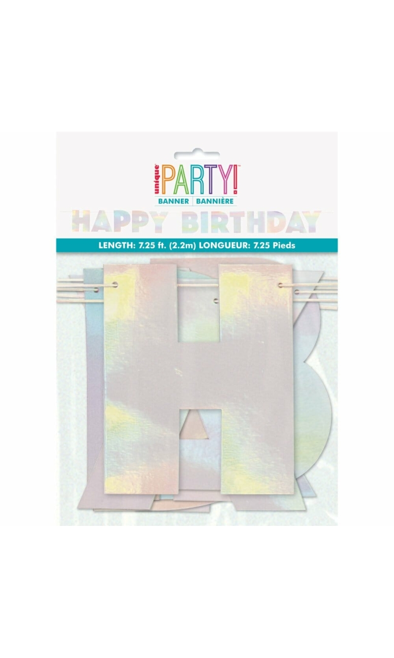 Iridescent Foil Happy Birthday Banner - 7.25 ft