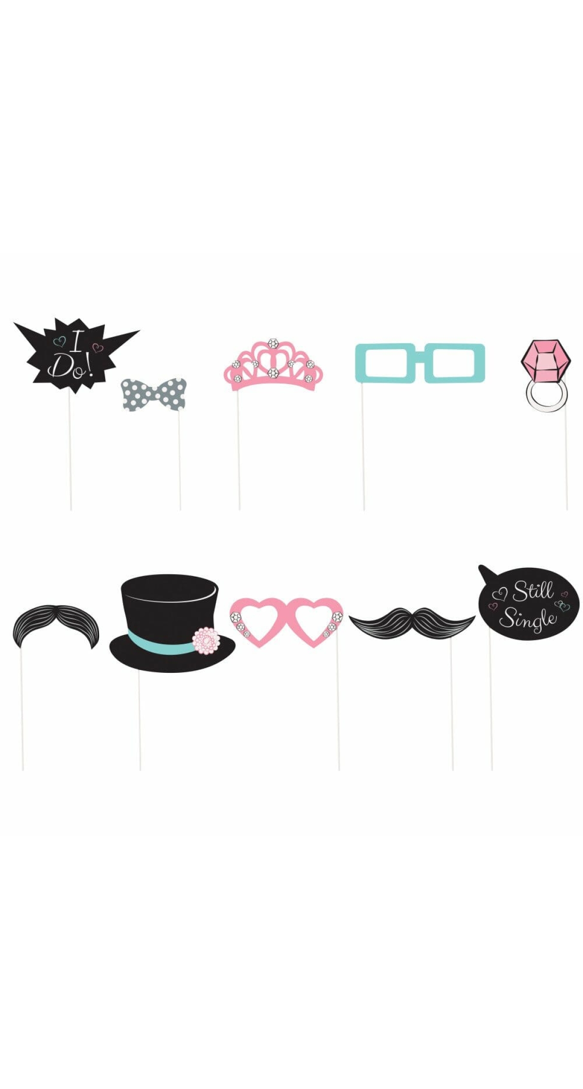 Wedding Photo Booth Props - 10pk
