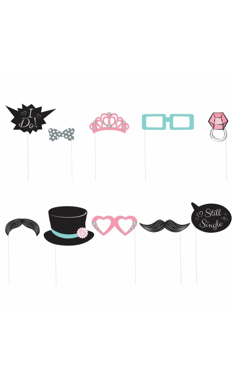 Wedding Photo Booth Props - 10pk