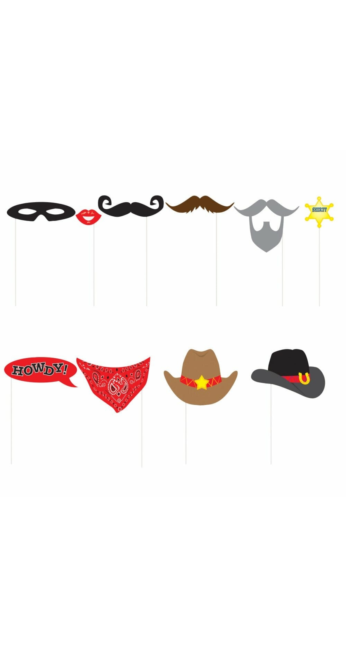 Western Photo Booth Props - 10pk